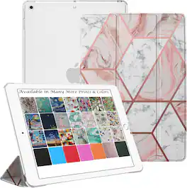 DuraSafe Cases - iPad mini 4 7.9" 2015 Slim Tri-Fold Smart Case with Dual-Angle Stand A1538 A1550 A2133 A2124 A2126 A2125 - Marble Pink
