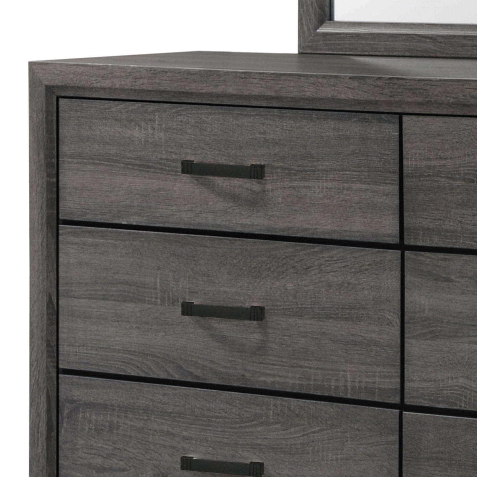 Alt View 4. Kings Brand Furniture - Kings Brand Furniture Ambroise Wood Dresser & Mirror, Gray/Black - Grey.