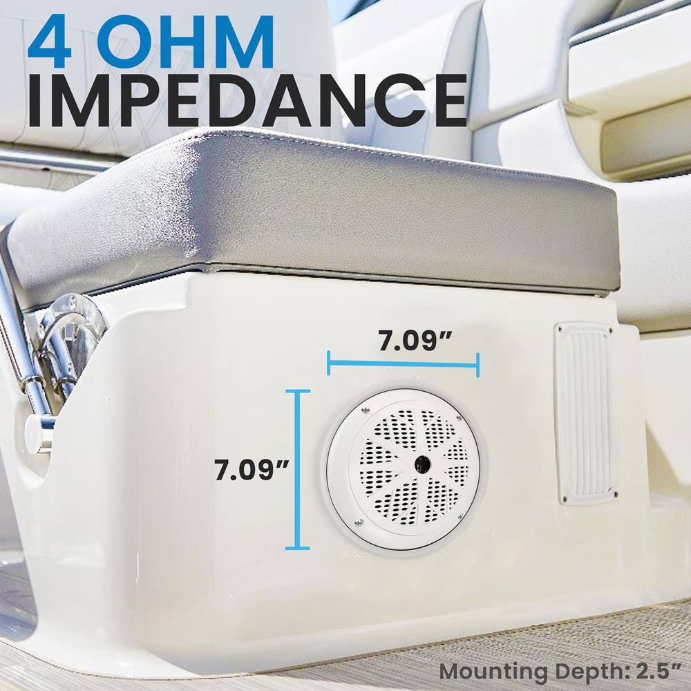 4 OHM IMPEDANCE

7.09" x 7.09"

Mounting Depth: 2.5"