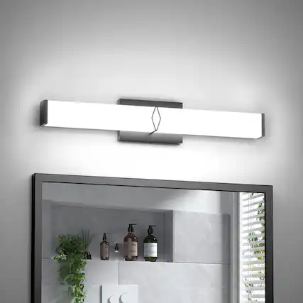 Front. HM 1810 - Bathroom Light Fixtures Over Mirror nch Modern Vanity Lights For w m Dimmable Led Bar Lighting k Cool Etl C - Black Black-24IN-5700K.