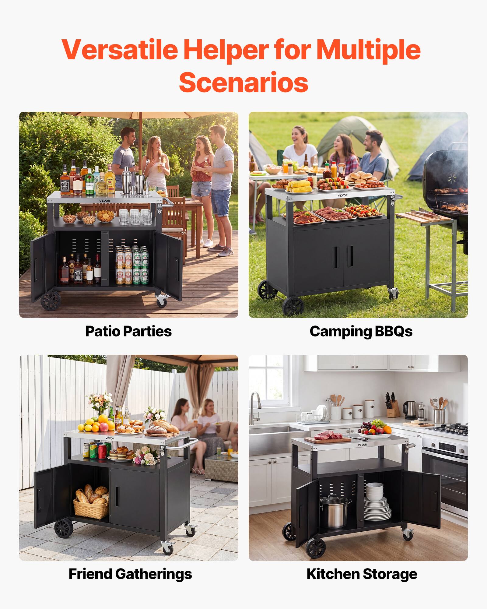 Versatile Helper for Multiple Scenarios

- Patio Parties
- Camping BBQs
- Friend Gatherings
- Kitchen Storage