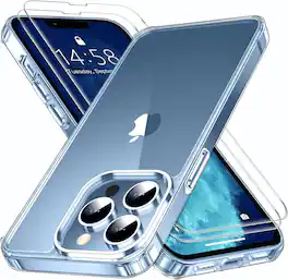 Entronix - Premium Protection Bundle for iPhone 13 Pro Max - Case & 2 Screen Protectors - Clear