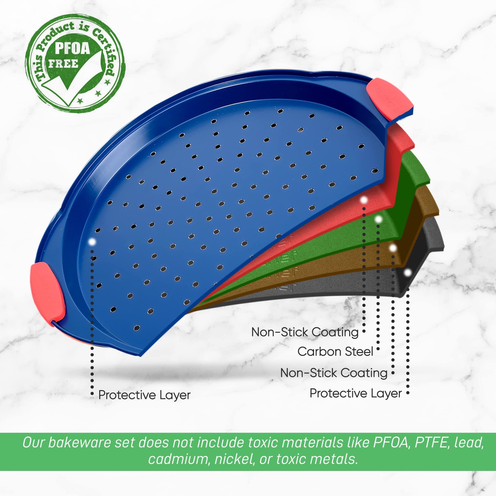 This product is PFOA Certified. This FREE FURFREE Non-Stick Coating Carbon Steel Protective Layer Non-Stick Coating Protective Layer Our bakeware set does not include toxic materials like PFOA, PTFE, lead, cadmium, nickel, or toxic metals.
