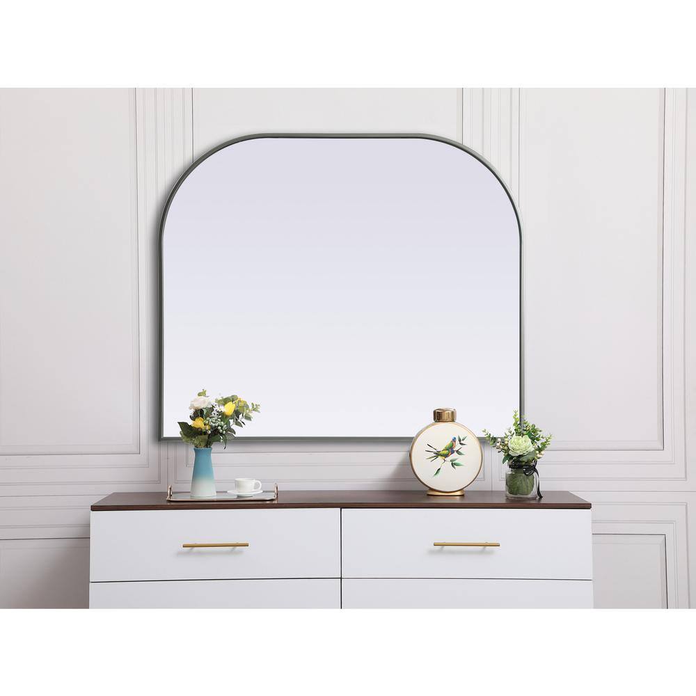 Alt View 3. Elegant Decor - Metal Frame Arch Mirror 40x34 Inch in Silver - Silver.