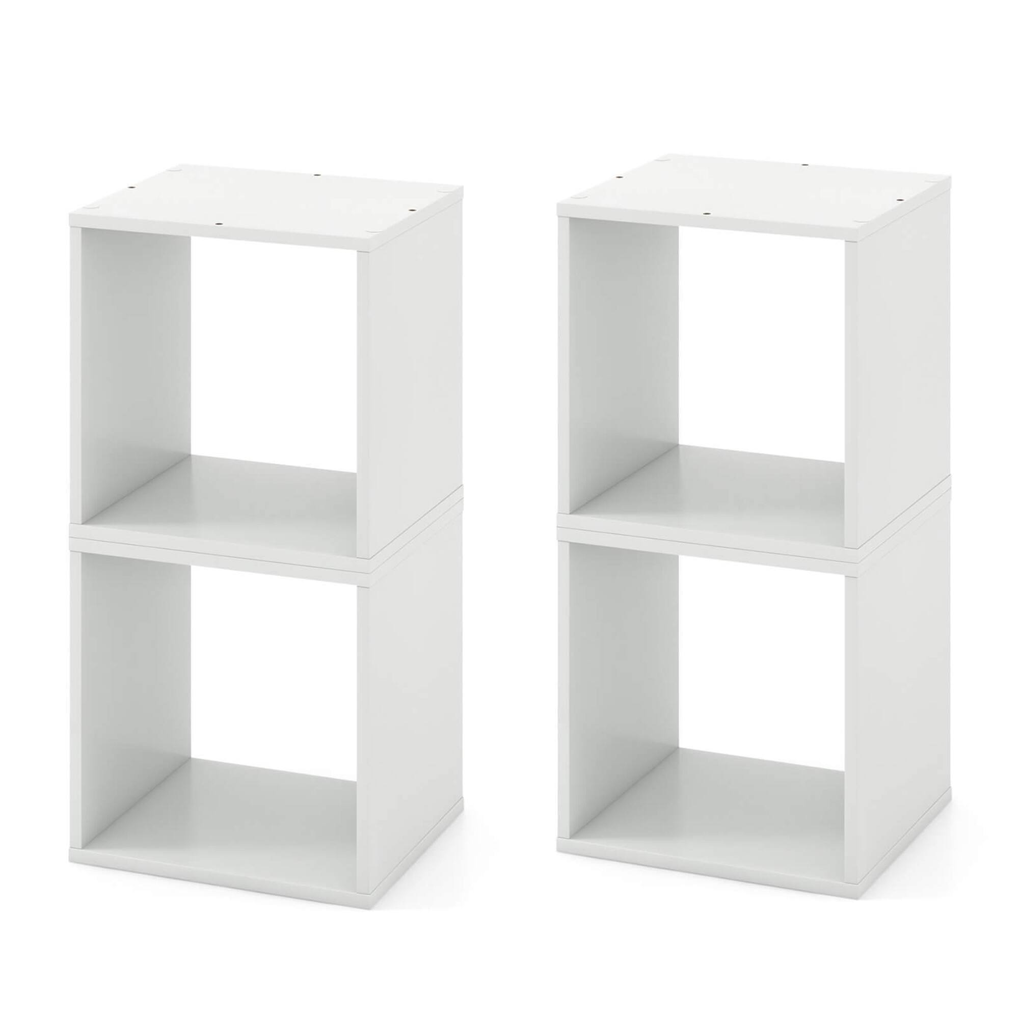 Front. Gymax - Gymax Cube Storage Organizer Set of 4 Combination Lattice Cabinet Stackable Open Bookcase - White.