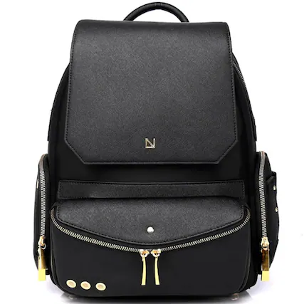 Front. Lux & Nyx - Lux & Nyx - Zoe 13" Laptop Backpack with Detachable Clutch - Black - Black.
