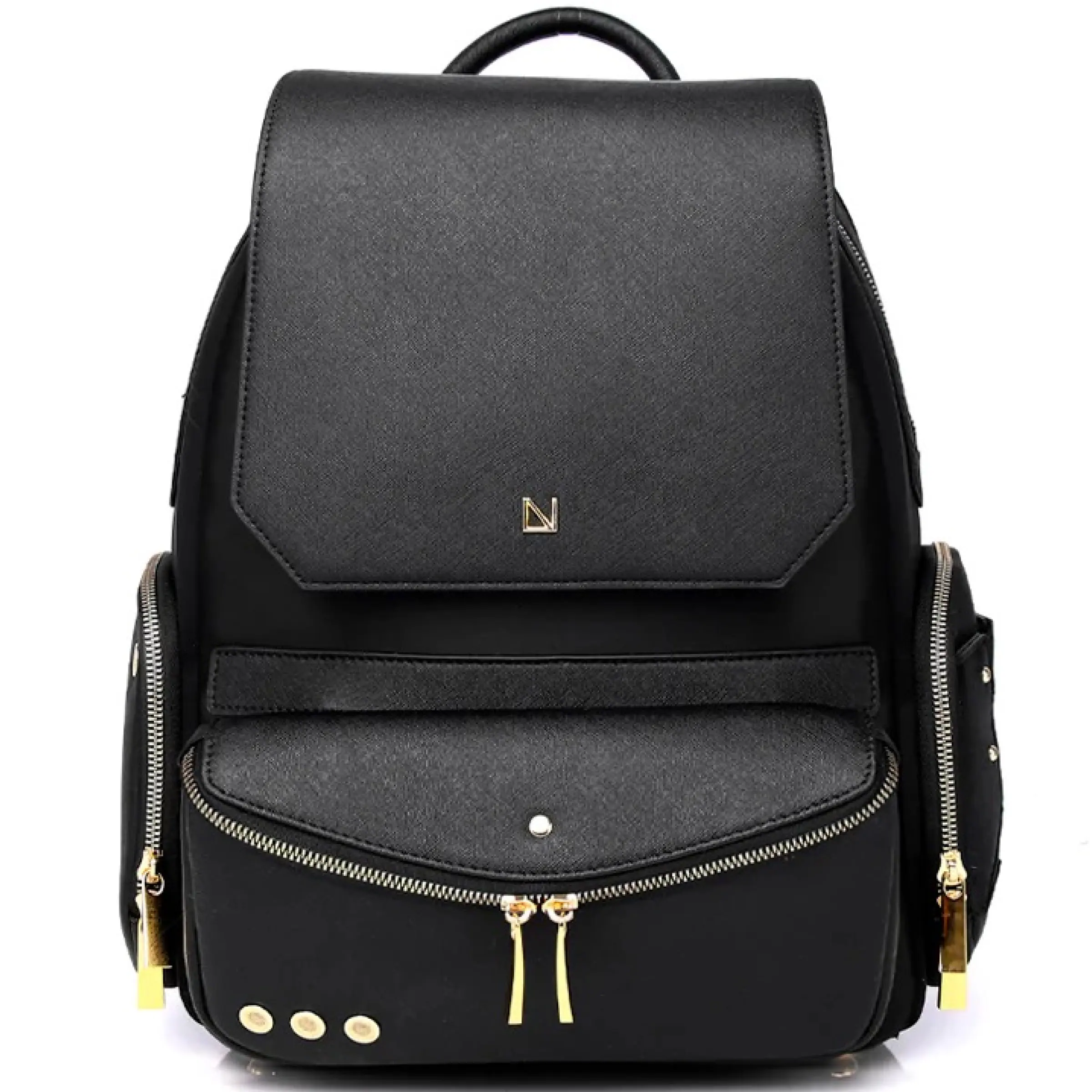 Front. Lux & Nyx - Lux & Nyx - Zoe 13" Laptop Backpack with Detachable Clutch - Black - Black.