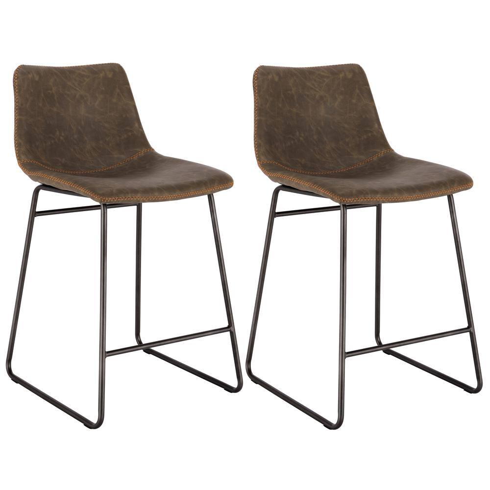 Front. AmeriHome - Classic Faux Leather 24 inch Counter Height Chair Set - Coffee.