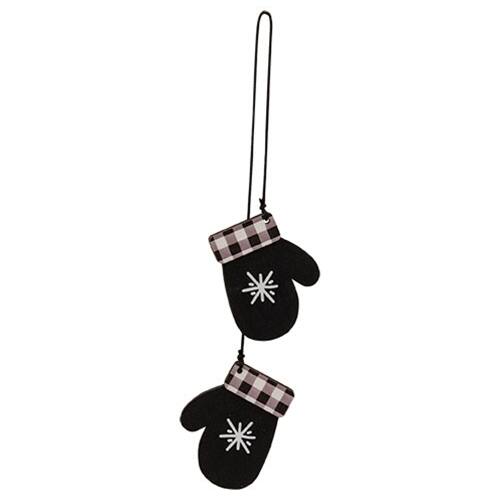 Back. BreeBe - *2/Set - Black & White Snowflake Mitten & Shoe Dangle Ornaments - Black, White.