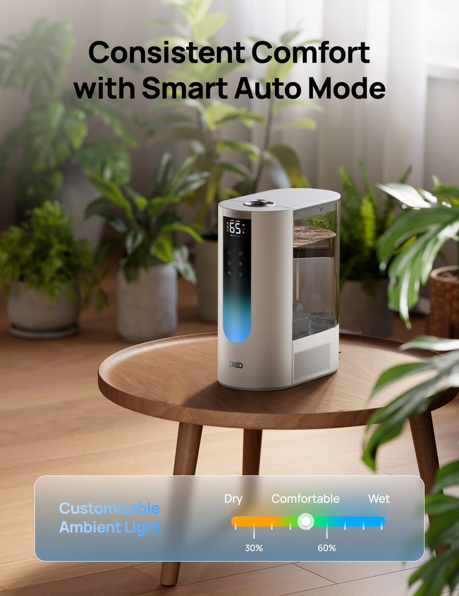 DREO 6L Smart Humidifier for Bedroom, Cool & Warm Mist, Large Room, 45H ...