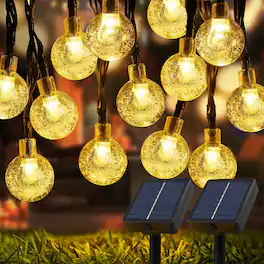 MOSZAR LLC - Waterproof outdoor solar lights, two-piece set of 120-LED, 72-foot solar string - Warm White