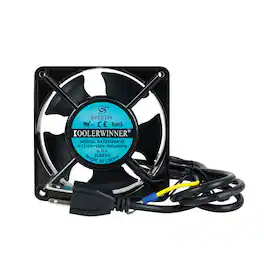 RackSolutions - 120mm Fan with 110 Volt Cable and Integrated Grounding Wire - Aluminum, Low Noise, 51 CFM Airflow - Black