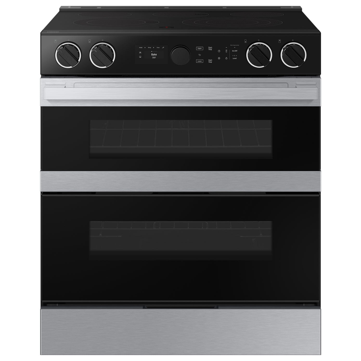Front. Samsung - Bespoke 6.3 Cu. Ft. Slide-In Electric Convection Range with Flex Duo Convertible Double Oven Technology - Stainless Steel.
