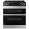 Front. Samsung - Bespoke 6.3 Cu. Ft. Slide-In Electric Convection Range with Flex Duo Convertible Double Oven Technology - Stainless Steel.