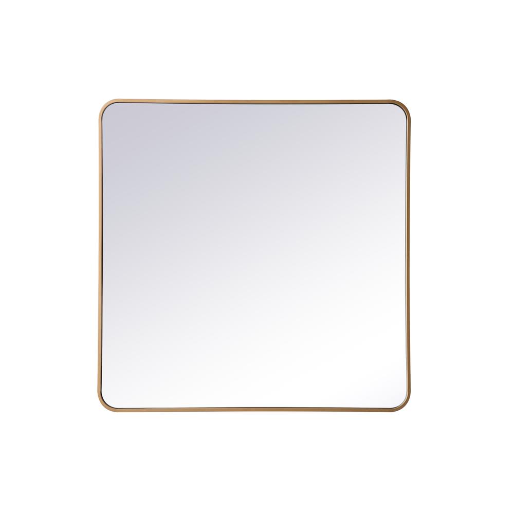 Back. Elegant Decor - Soft corner metal rectangular mirror 36x36 inch in Brass - Brass.