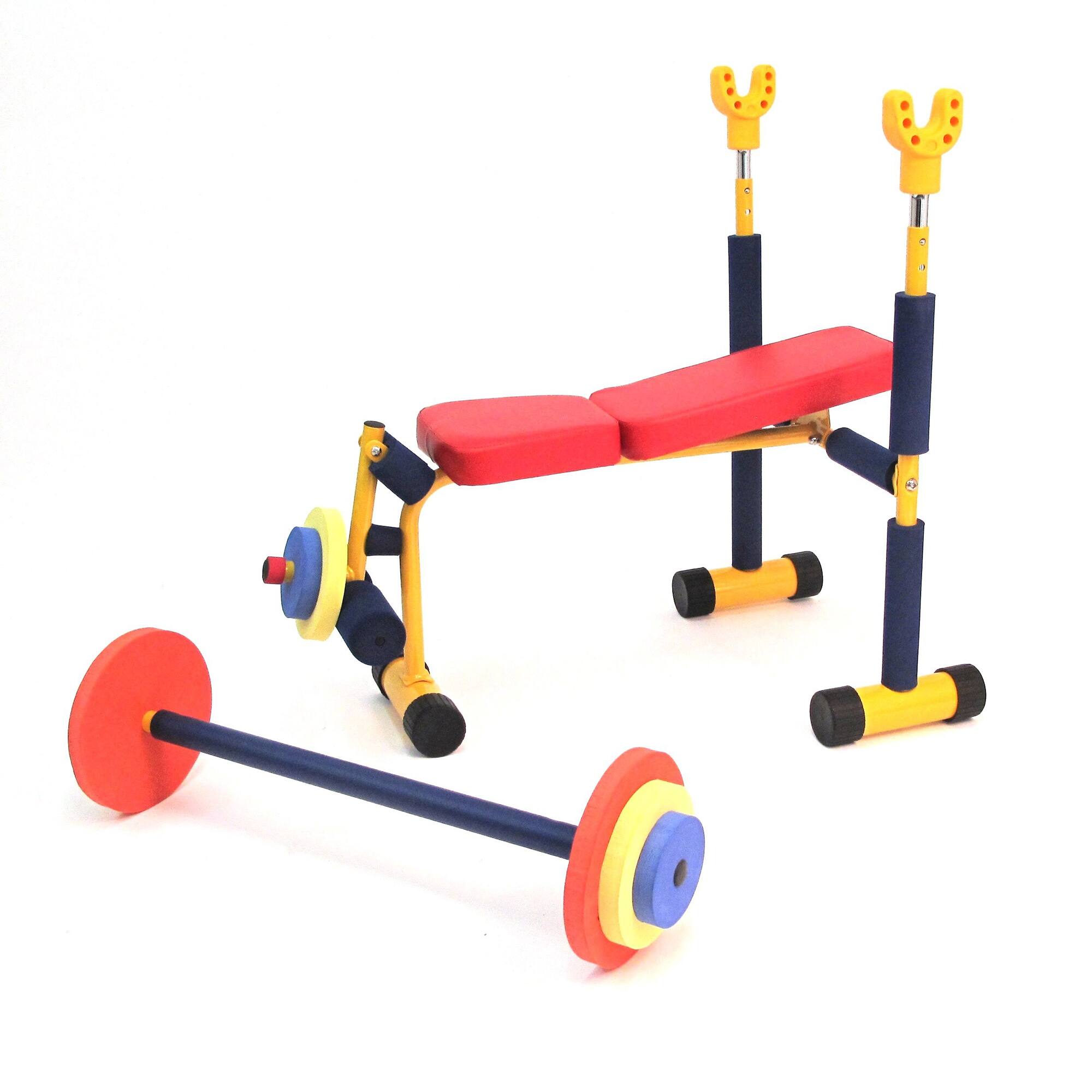 Alt View 4. Fun & Fitness For Kids - Fun & Fitness For Kids Children's Exercise Equipment Weight Lifting Bench Set - Yellow and Red.
