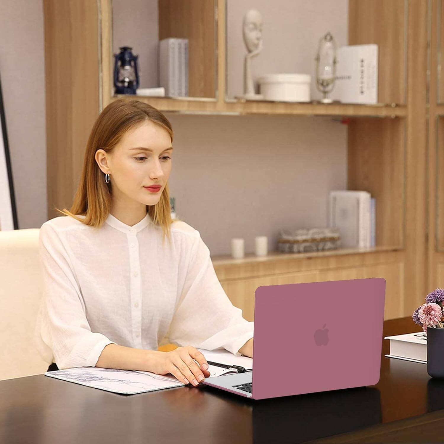 Alt View 2. mosiso - Case for MacBook Air 13 inch M5 M4 M3 M2 A3449 A3240 A3113 A2681 (2022-2026) - Dusty Rose.