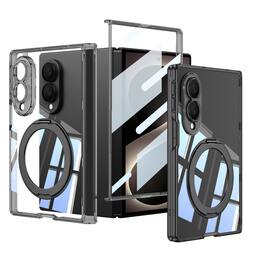 Dteck - for Samsung Galaxy Z Fold8 Magnetic Clear Case,Bulit in Screen Protector,Shockproof Hinge Protection Cover with Stand - Black
