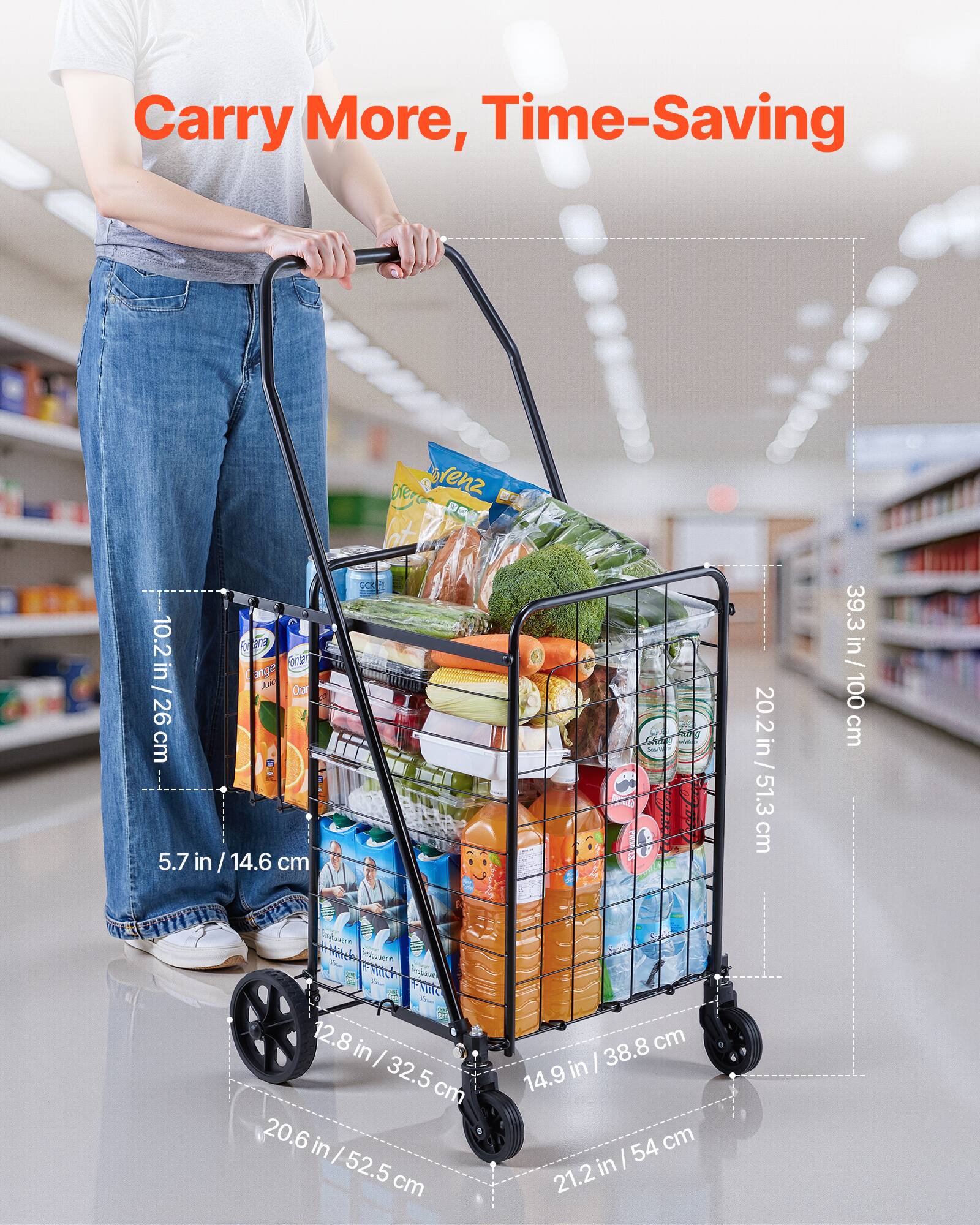 Carry More, Time-Saving

- 10.2 in / 26 cm
- 5.7 in / 14.6 cm
- 12.8 in / 32.5 cm
- 20.2 in / 51.3 cm
- 39.3 in / 100 cm
- 14.9 in / 38.8 cm
- 21.2 in / 54 cm
- 20.6 in / 52.5 cm