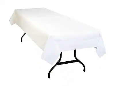 Front. TABLE MATE - Table Mate Poly/Tissue 108"W x 54"D Solid Table Cover White 6/Pack - White.