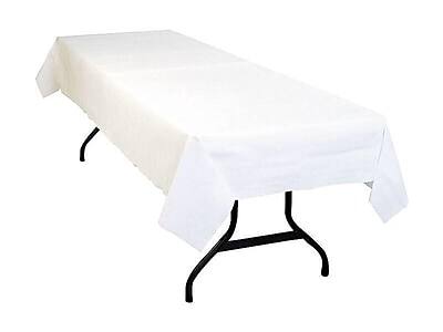 Front. TABLE MATE - Table Mate Poly/Tissue 108"W x 54"D Solid Table Cover White 6/Pack - White.