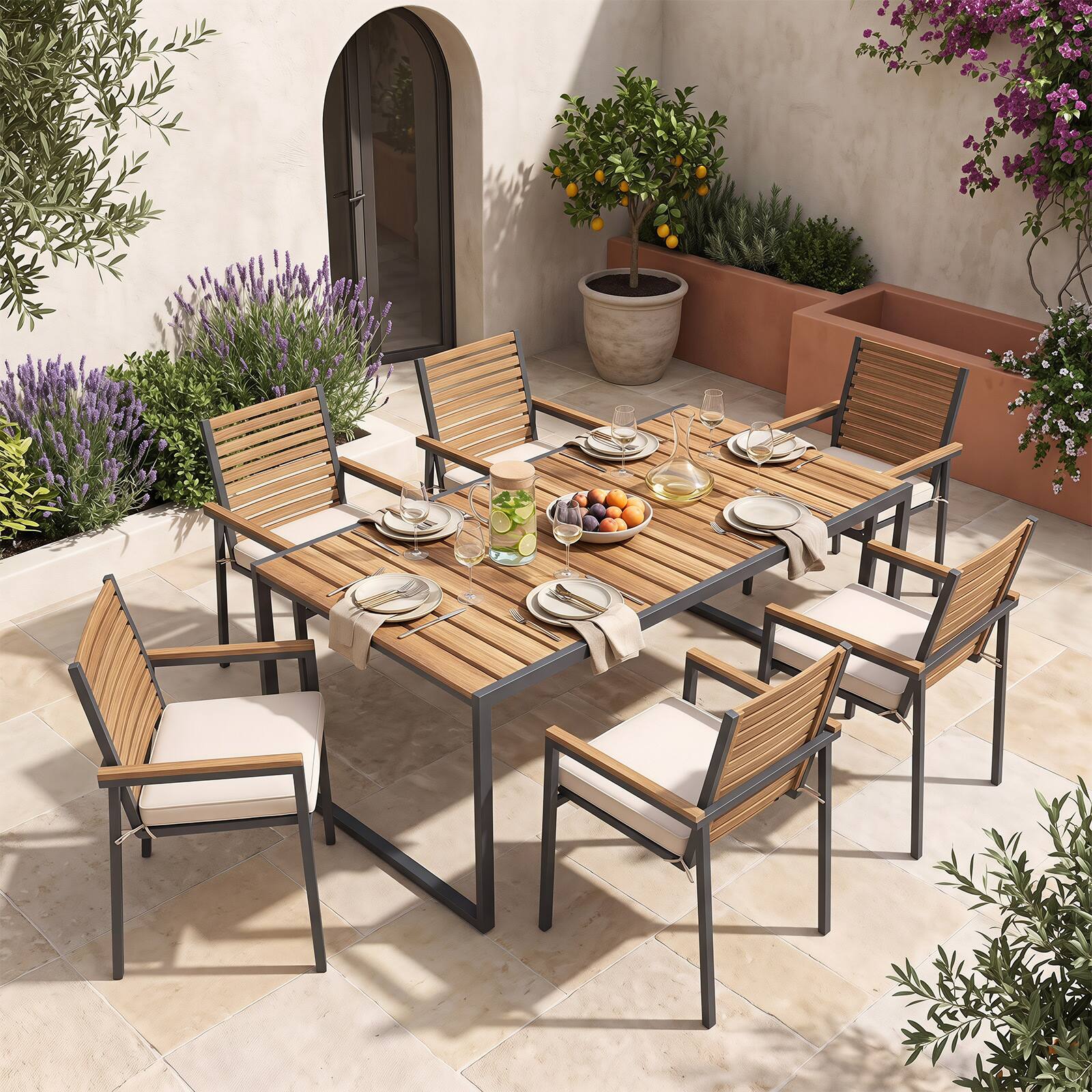 Alt View 4. Costway - Costway 20" Patio Cushion Set of 6 with Breathable & Fade-resistant Olefin Fabric Cover - Beige.