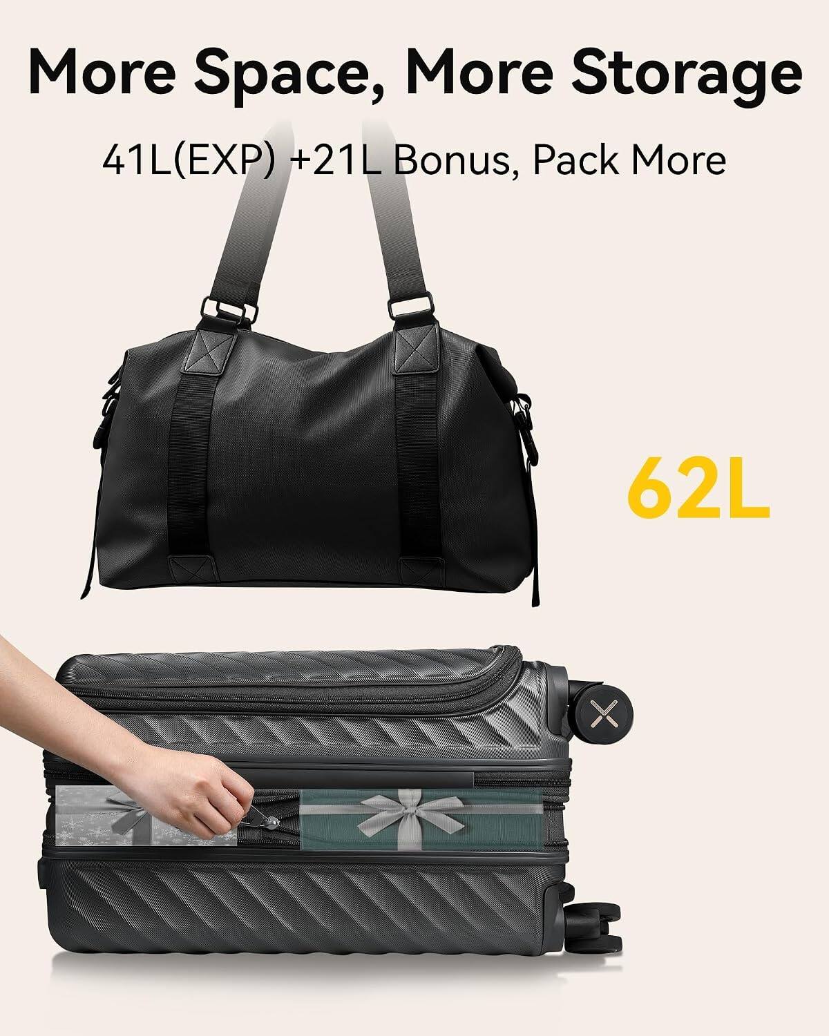 More Space, More Storage  
41L (EXP) +21L Bonus, Pack More  
62L
