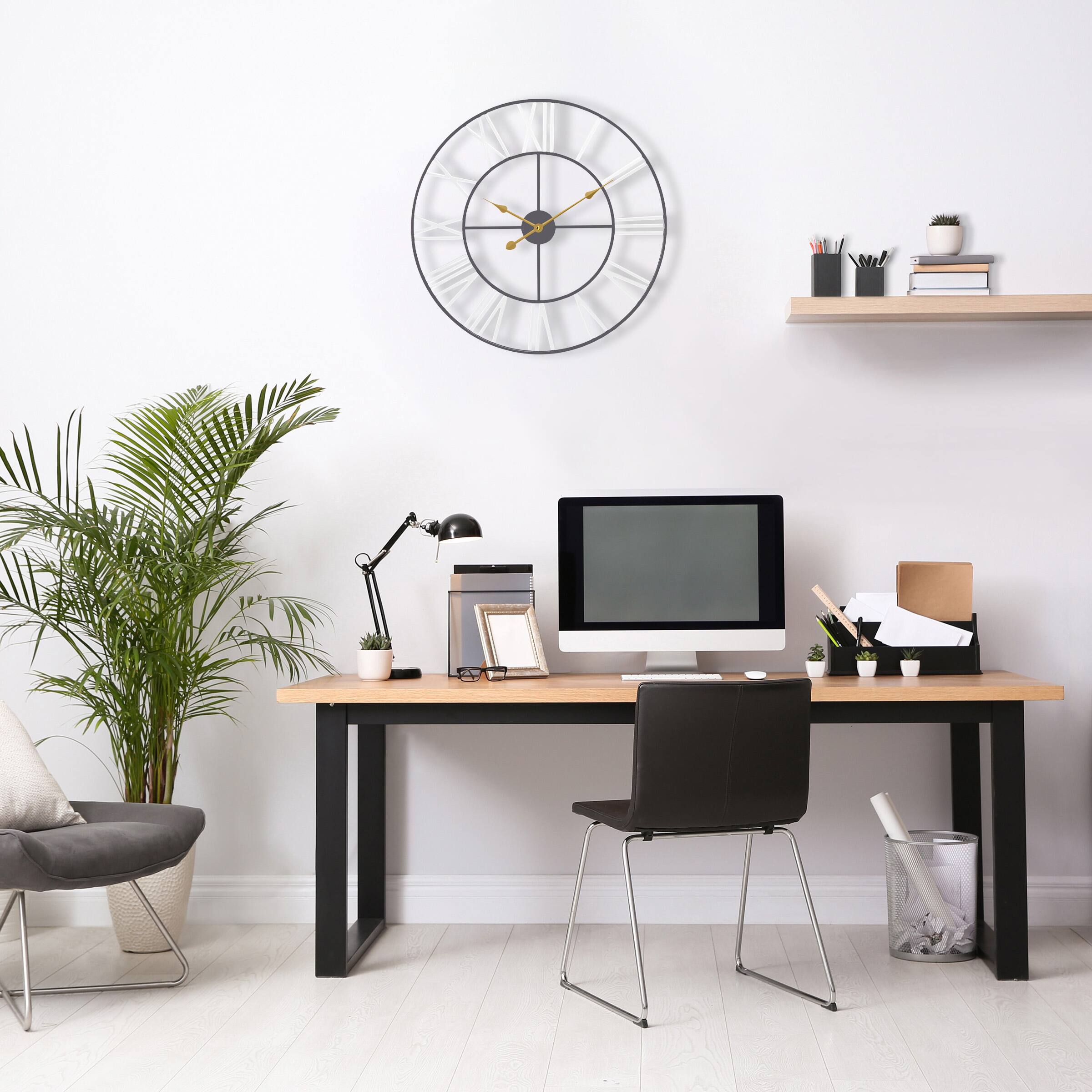 Alt View 4. Sorbus - Sorbus Large Wall Clock for Living Room Decor - Roman Numeral Wall Clock for Kitchen - 16 inch-Battery Operated Clock - White.