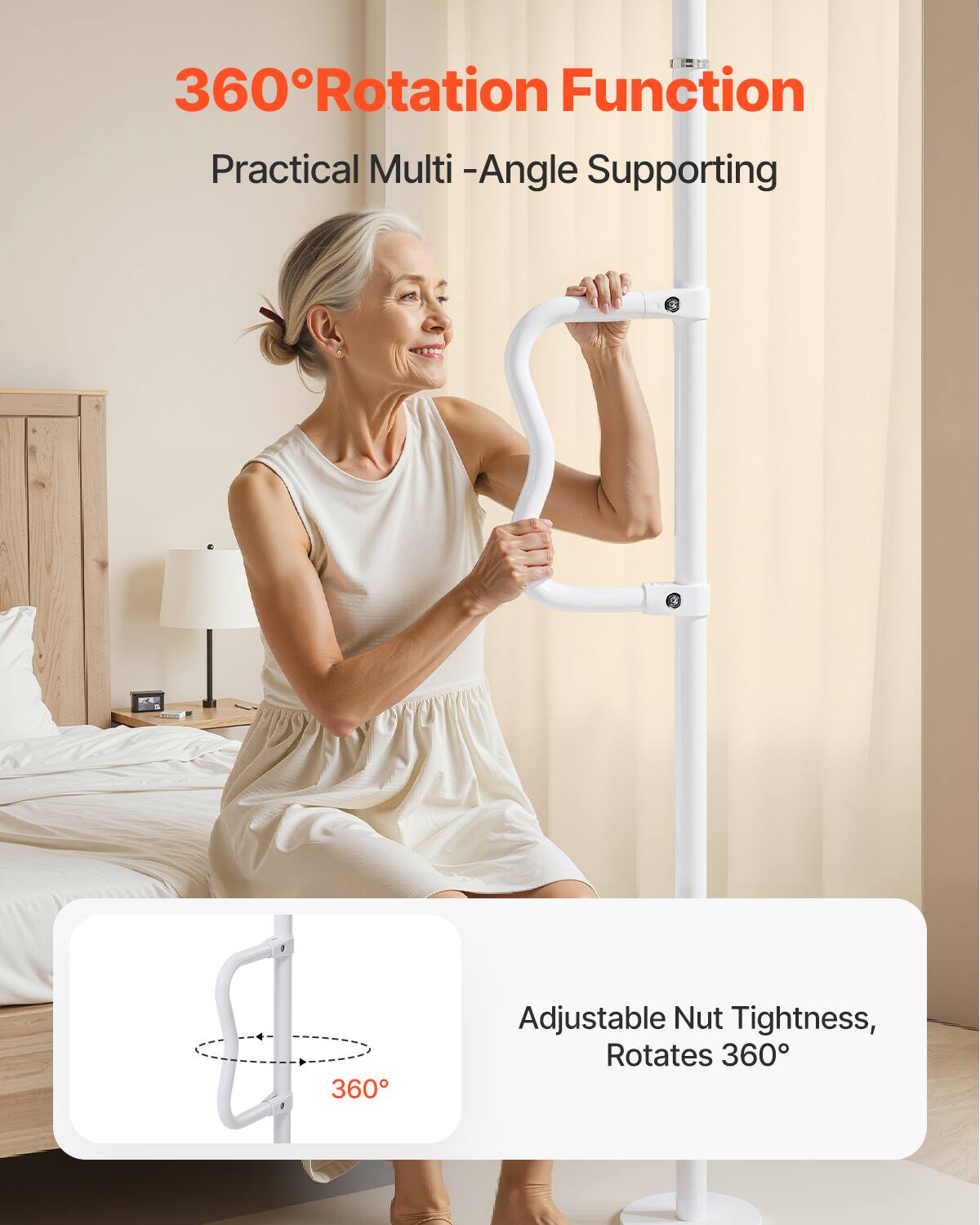 360° Rotation Function  
Practical Multi-Angle Supporting  

Adjustable Nut Tightness, Rotates 360°