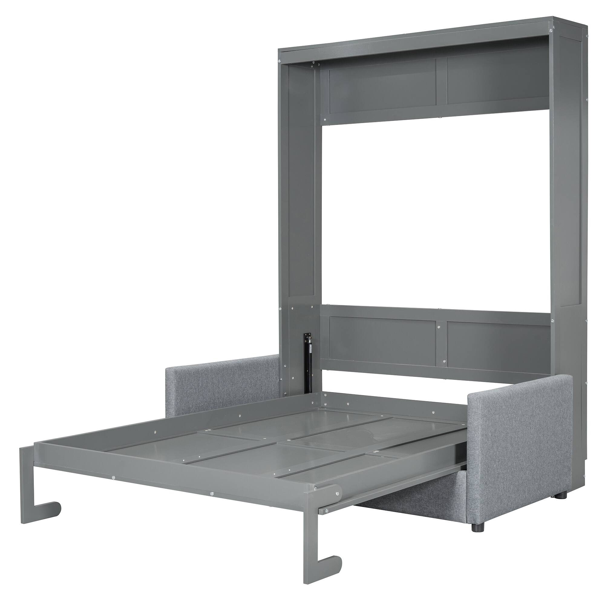 Alt View 2. Tiramisubest - Full Size Gray Murphy Bed Wall Bed, MDF+LVL, 83"L x 66"W x 84"H, 196 lbs, Space-Saving - Gray.