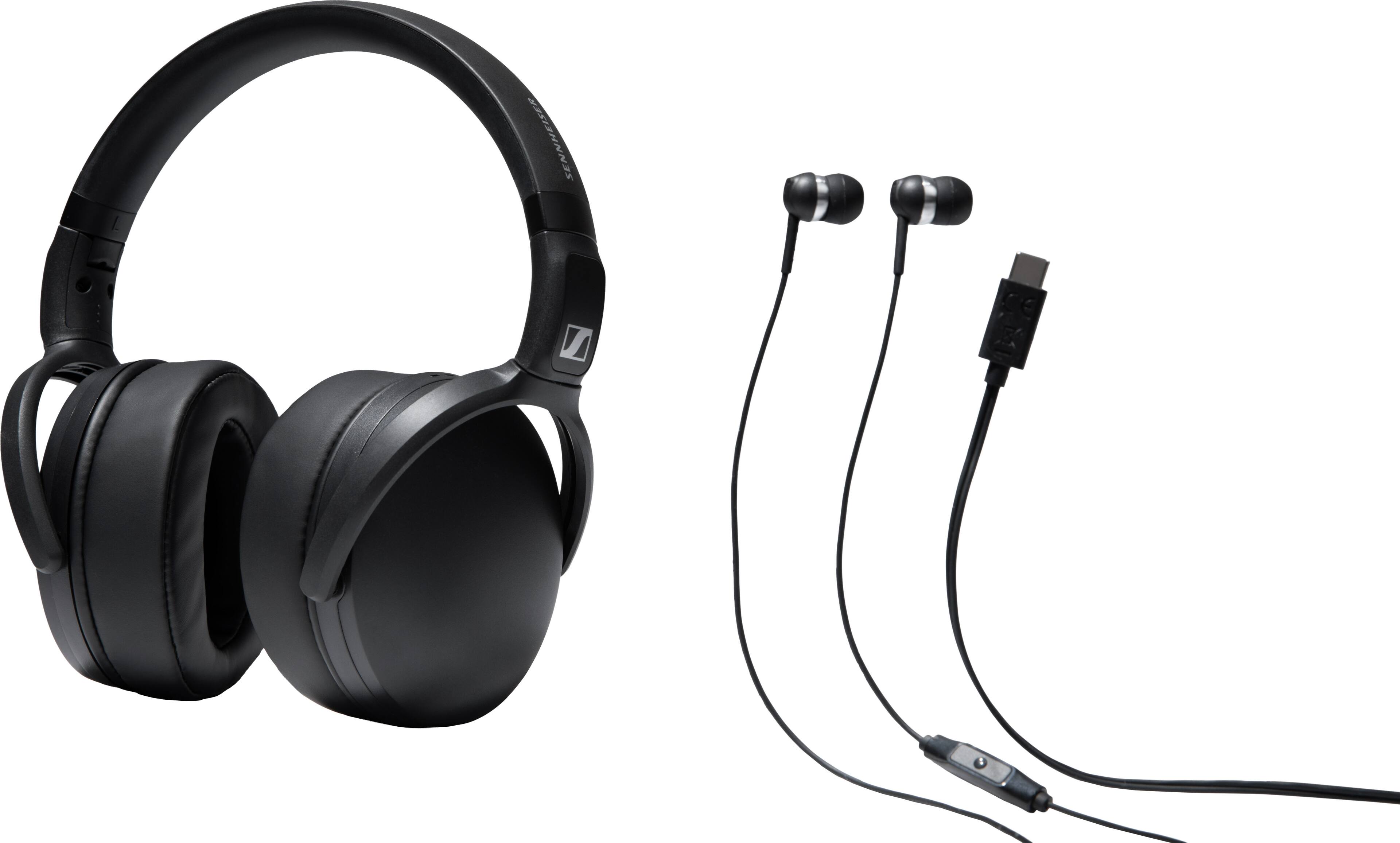 Left. Sennheiser - Sennheiser HD 400U WIRED OVER-THE-EAR Headphones - Black.