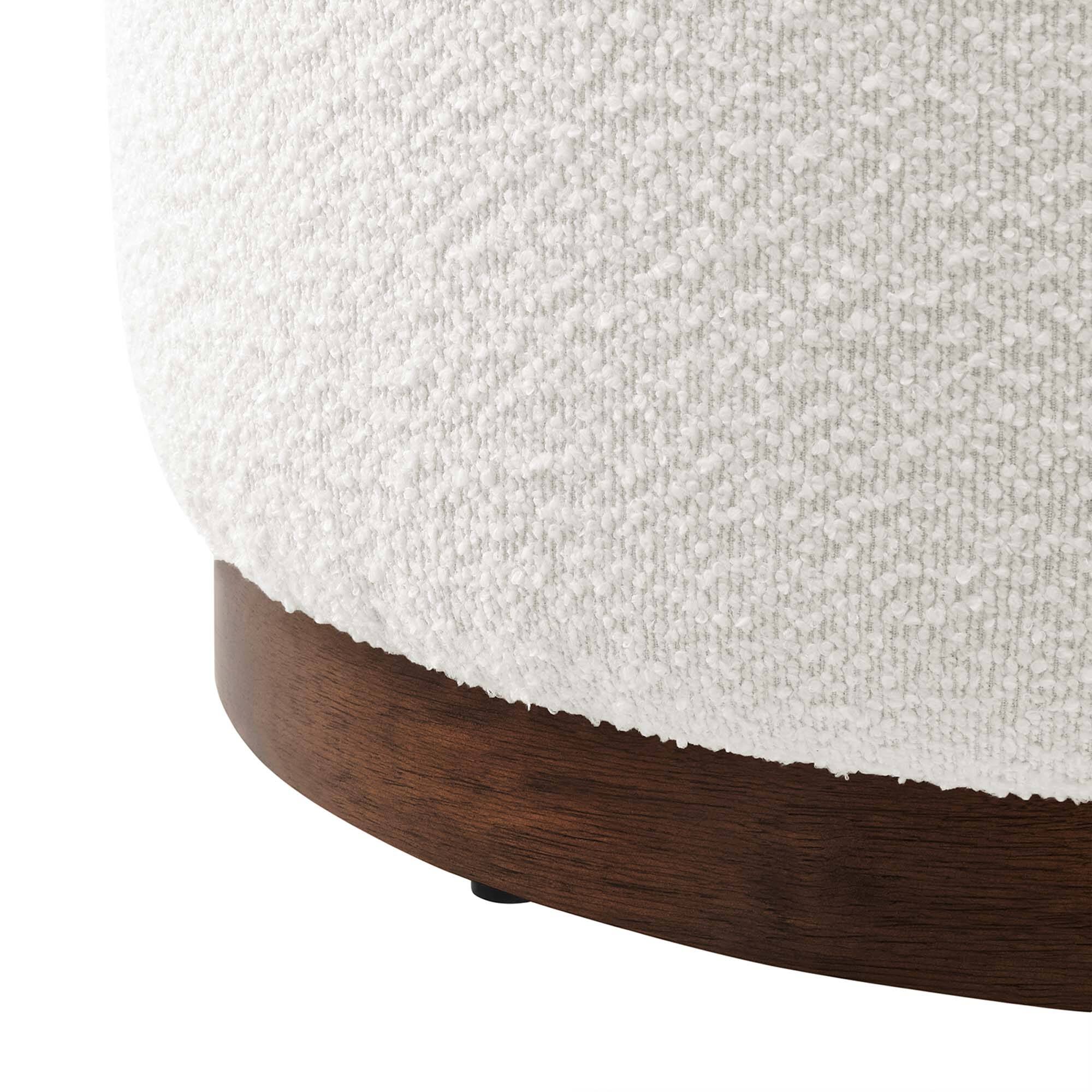 Alt View 4. Modway - Tilden Large 23" Round Boucle Upholstered Upholstered Ottoman by Modway - Cloud Walnut.