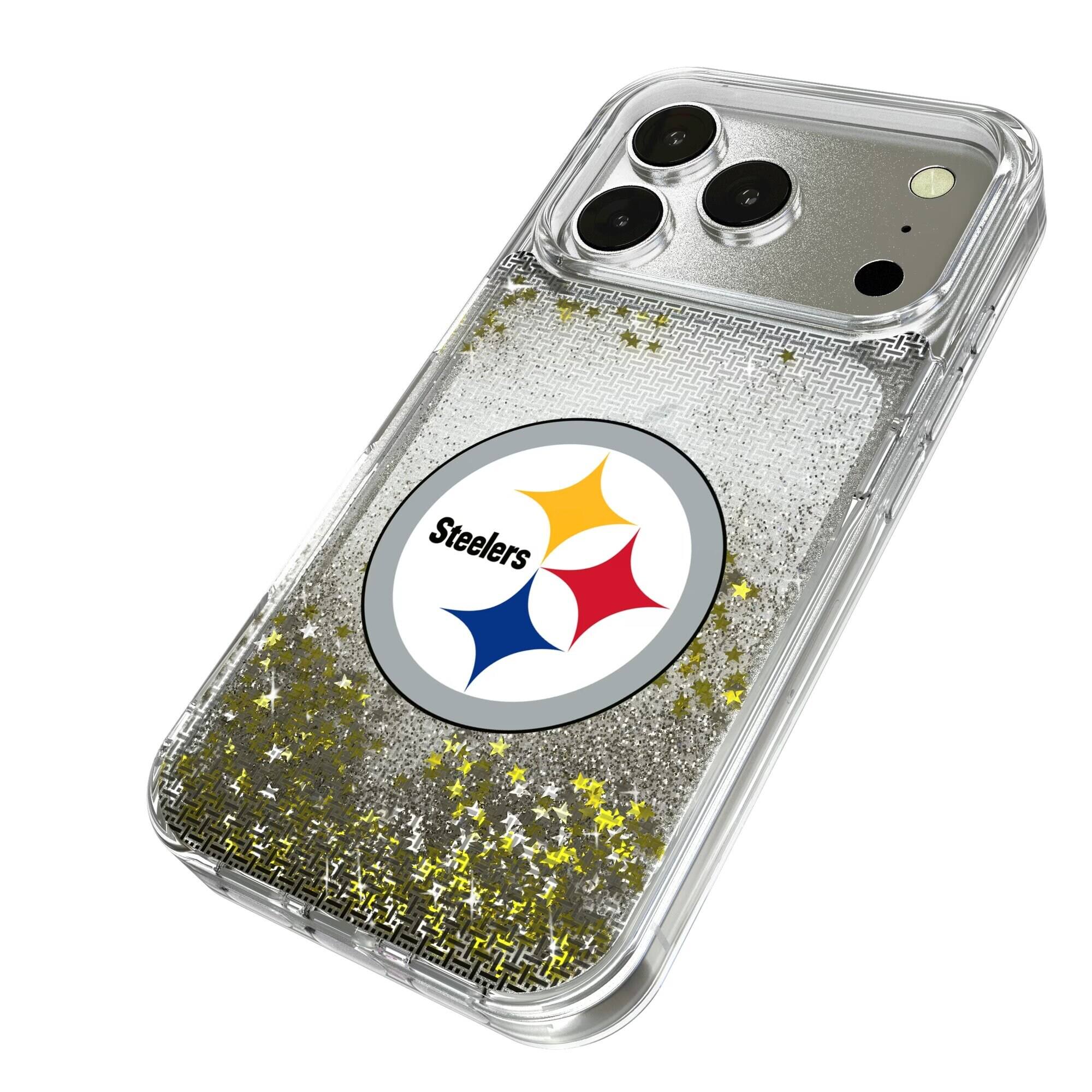 Alt View 1. Keyscaper - Pittsburgh Steelers Linen Logo iPhone Glitter Case - 14 - Multicolor.