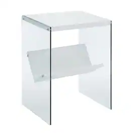 FurniFact - Black Wood End Table with Storage Shelf and Modern Design - White