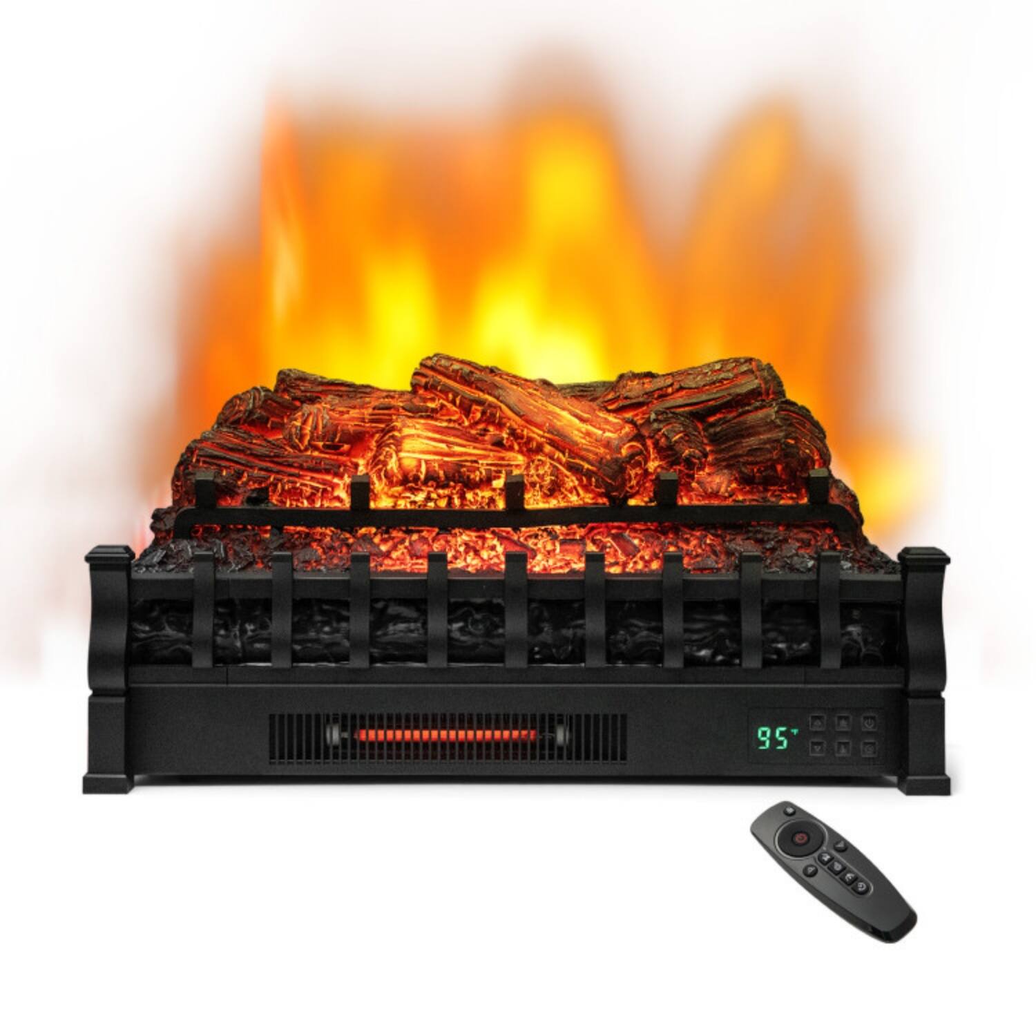 Alt View 5. LUCKY ONE - 26 Inch Freestanding Infrared Electric Fireplace with 5 Flame Colors & 5 Brightness - Black.