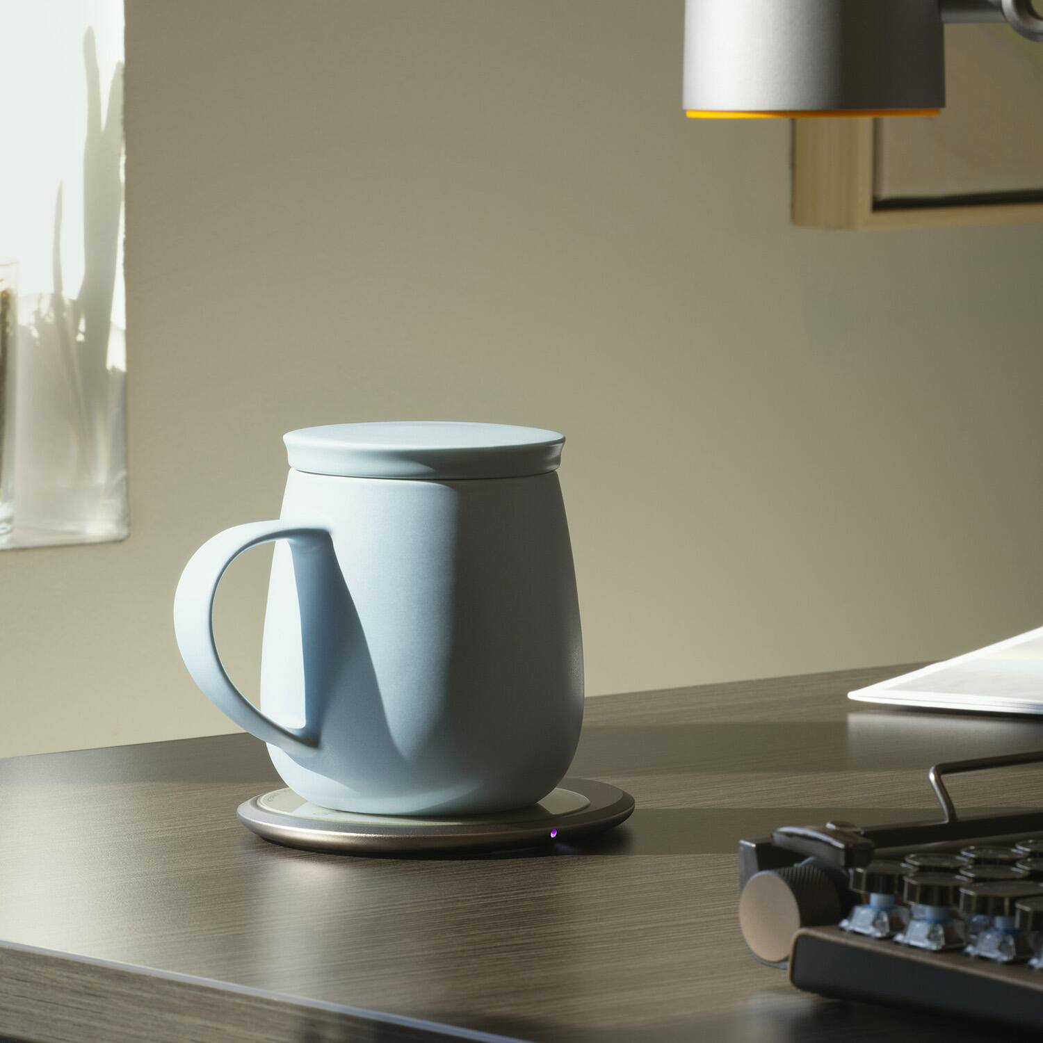 Left. OHOM - OHOM Ui 3 Set Self-Heating Mug Moonmist Blue - Soft Blue.
