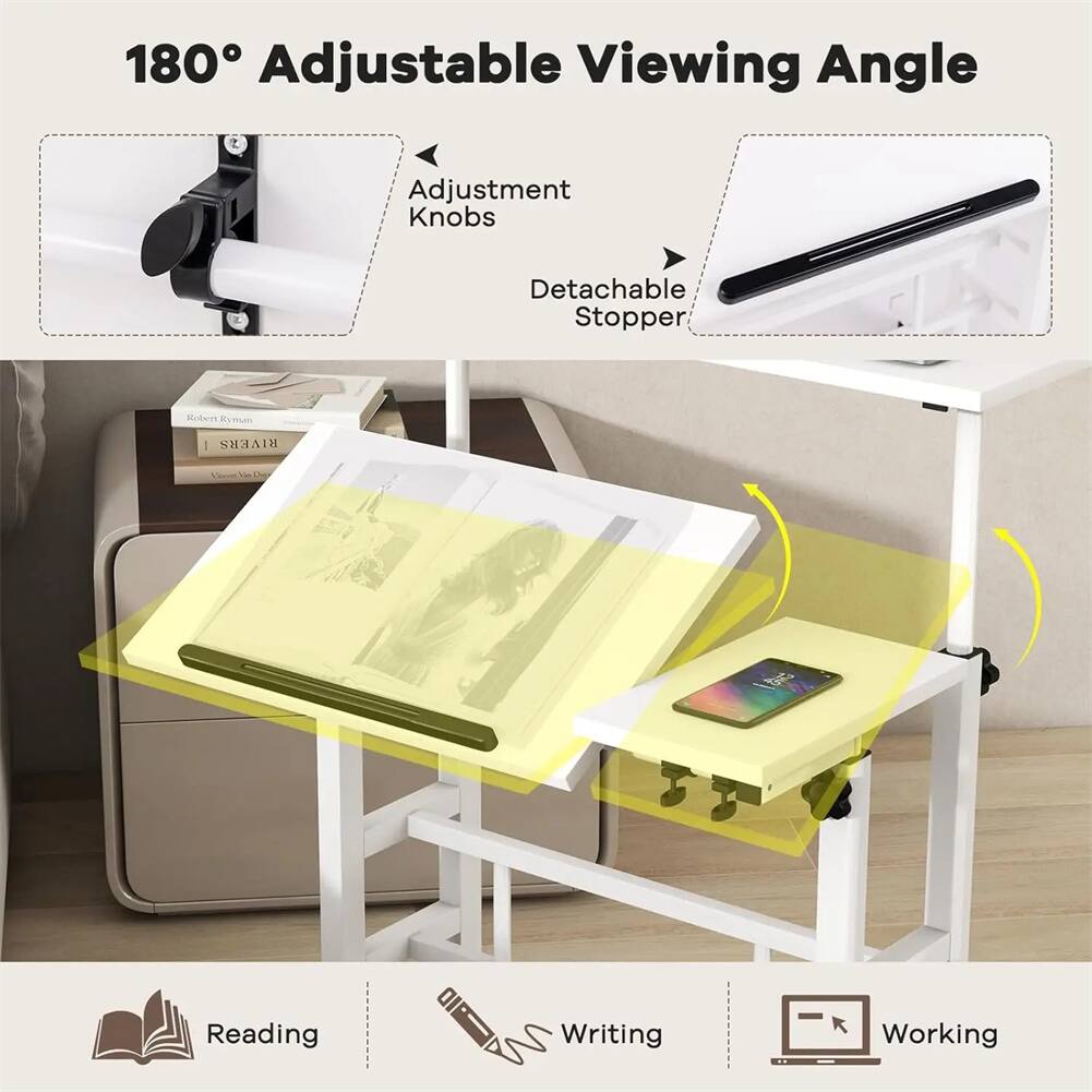 180° Adjustable Viewing Angle

Adjustment Knobs
Detachable Stopper

Reading
Writing
Working