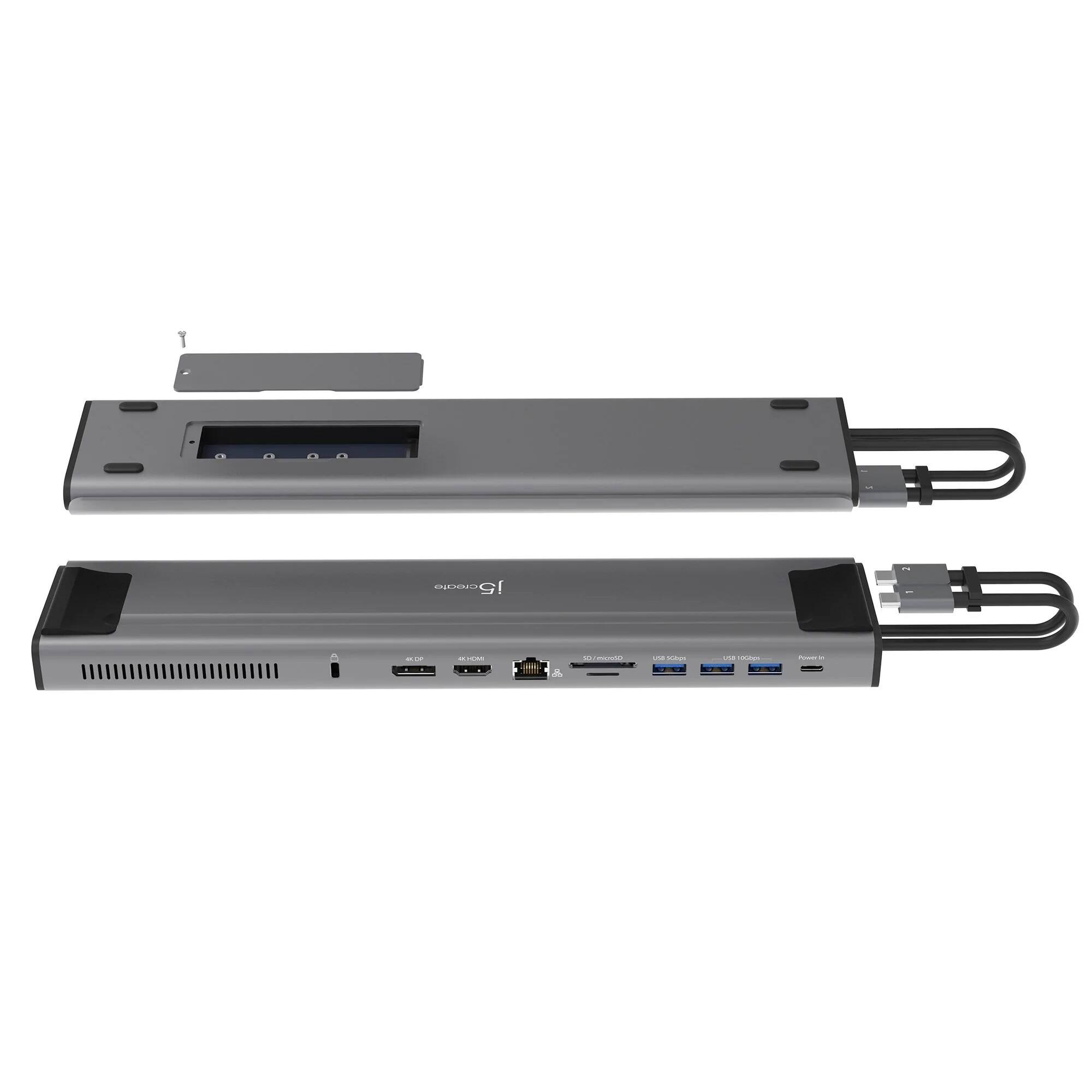 Alt View 11. j5create - M.2 NVMe USB-C Gen 2 Docking Station - Grey & Black.