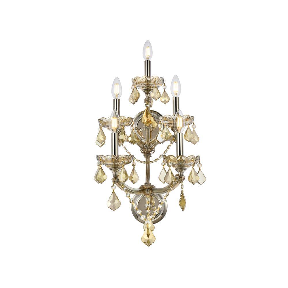 Alt View 4. Elegant Lighting - Maria Theresa 5 light Golden Teak Wall Sconce Golden Teak - Golden Teak.