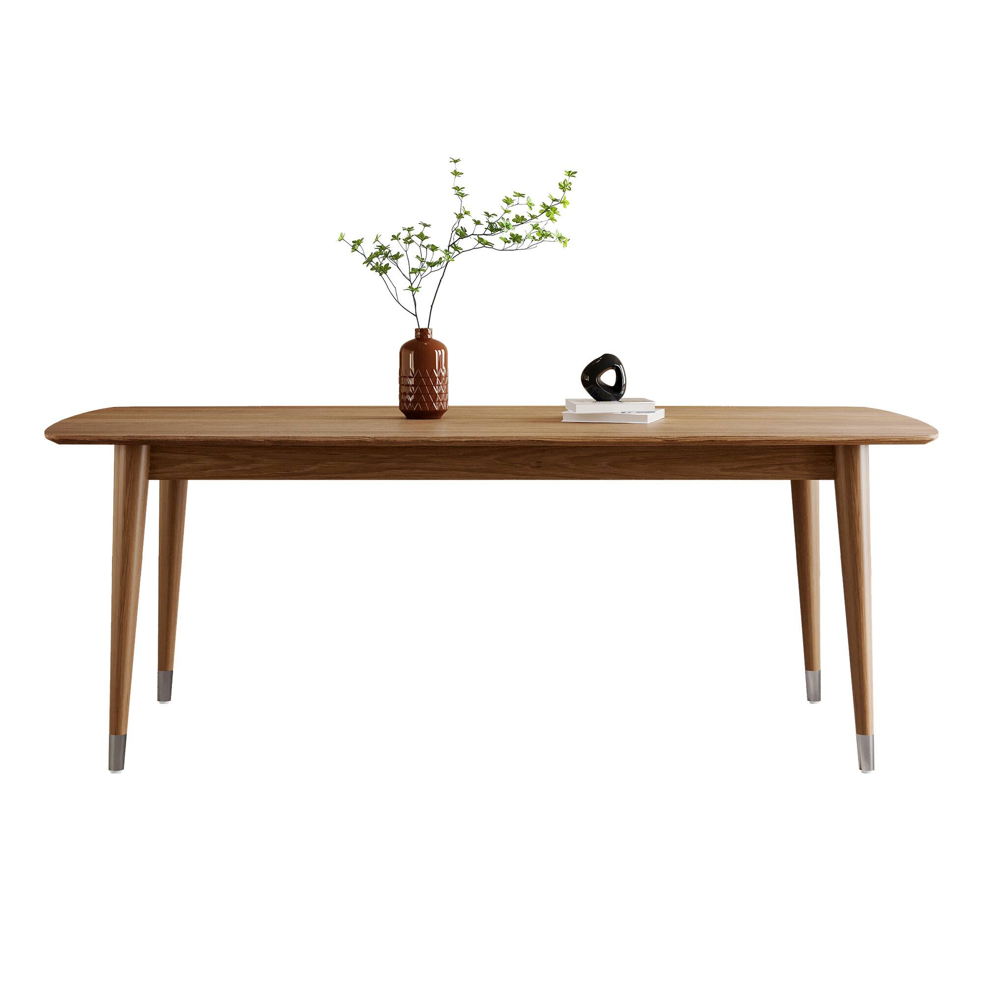 Alt View 5. luck idea - 62.9" Dining Table & Desk with Wood Grain Top and Solid Wood Legs - Walnut Color.
