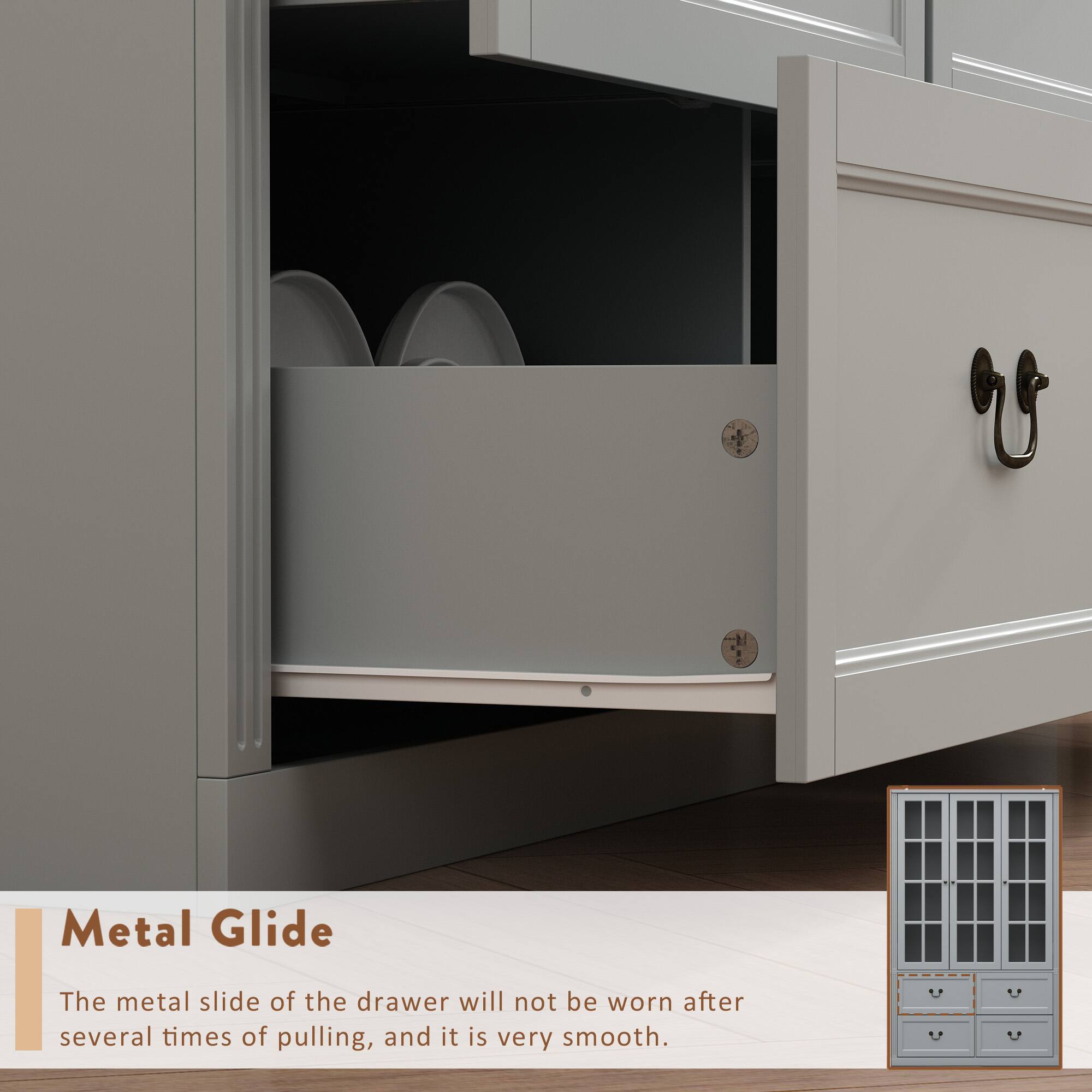 U I - Metal Glide

The metal slide of the drawer will not be worn after several times of pulling, and it is very smooth.