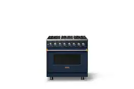 Viking - Pro 5 Series 5.6 Cu. Ft. Freestanding Sealed 6 Burner DF Convection Range - Slate Blue w. Brushed Brass Trim - Slate Blue