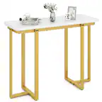 Front. Gymax - Gymax Console Table 42'' Modern Faux Marble Entryway Table w/ Geometric Metal Frame White - White.