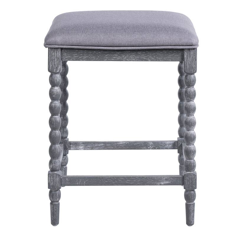 Alt View 5. HTUTWOO - 26" Counter Stools Set of 2, Upholstered Padded Seat, Solid Acacia Wood Frame, for Kitchen Island, Bar & Dining Area - Dark Gray.