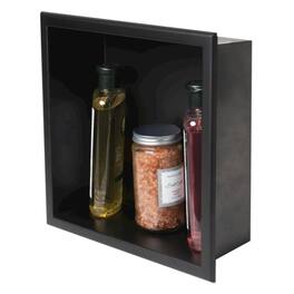 Alfi - 12" x 12" Matte Stainless Steel Square Single Shelf Bath Shower Niche - Black