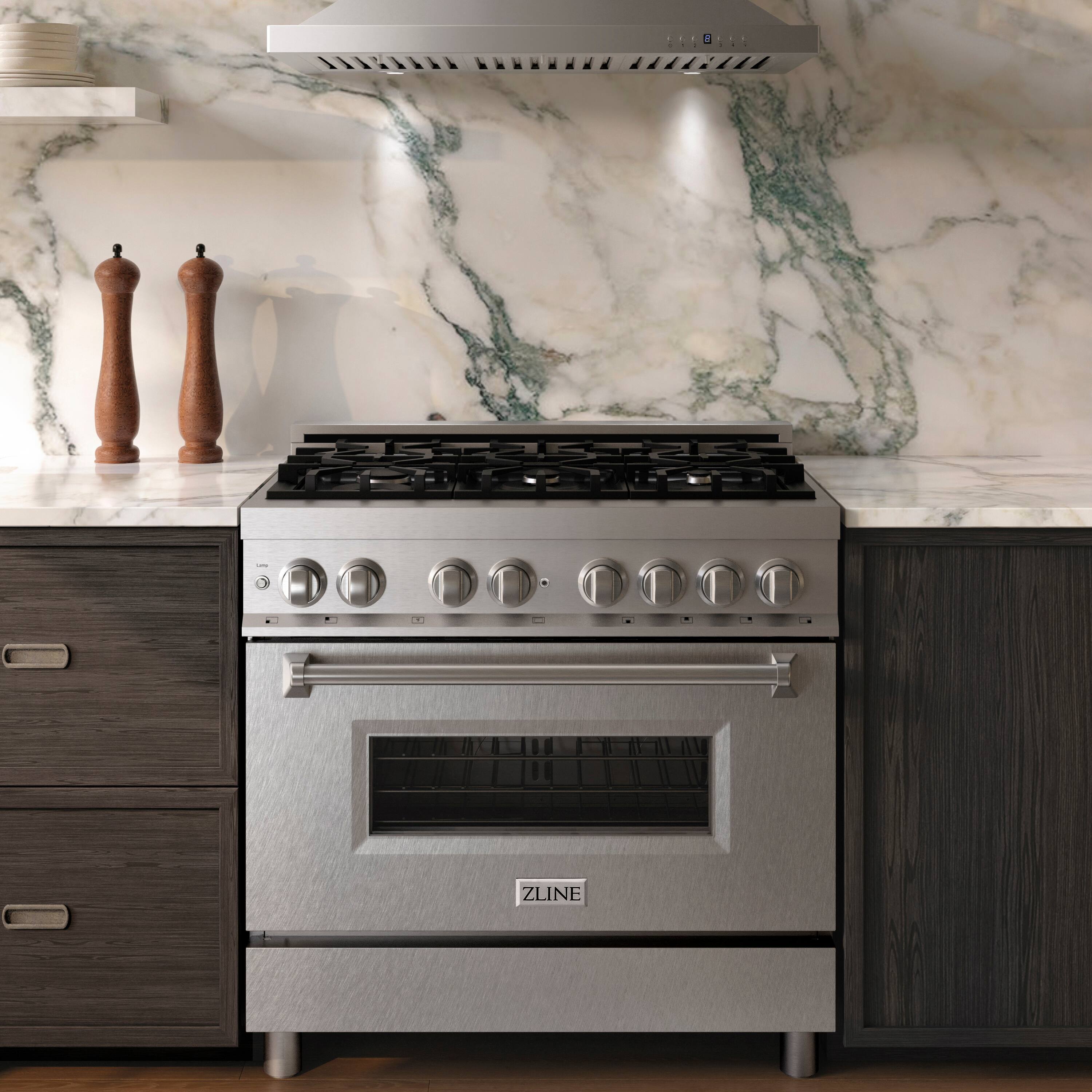 Alt View 2. ZLINE - 36 in. 4.6 cu. ft. Freestanding Legacy Dual Fuel Range with 6 Burners in Stainless Steel w/ Satin Stainless Steel Door - Stainless Steel.
