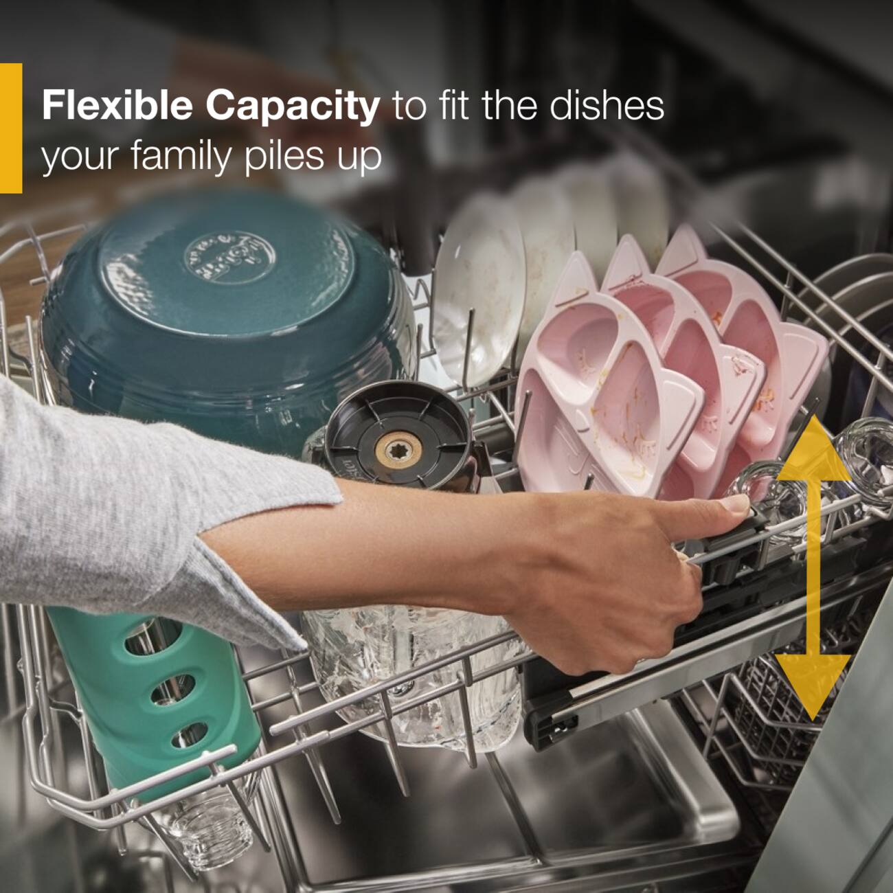 Flexible Capacity to fit the dishes your family piles up