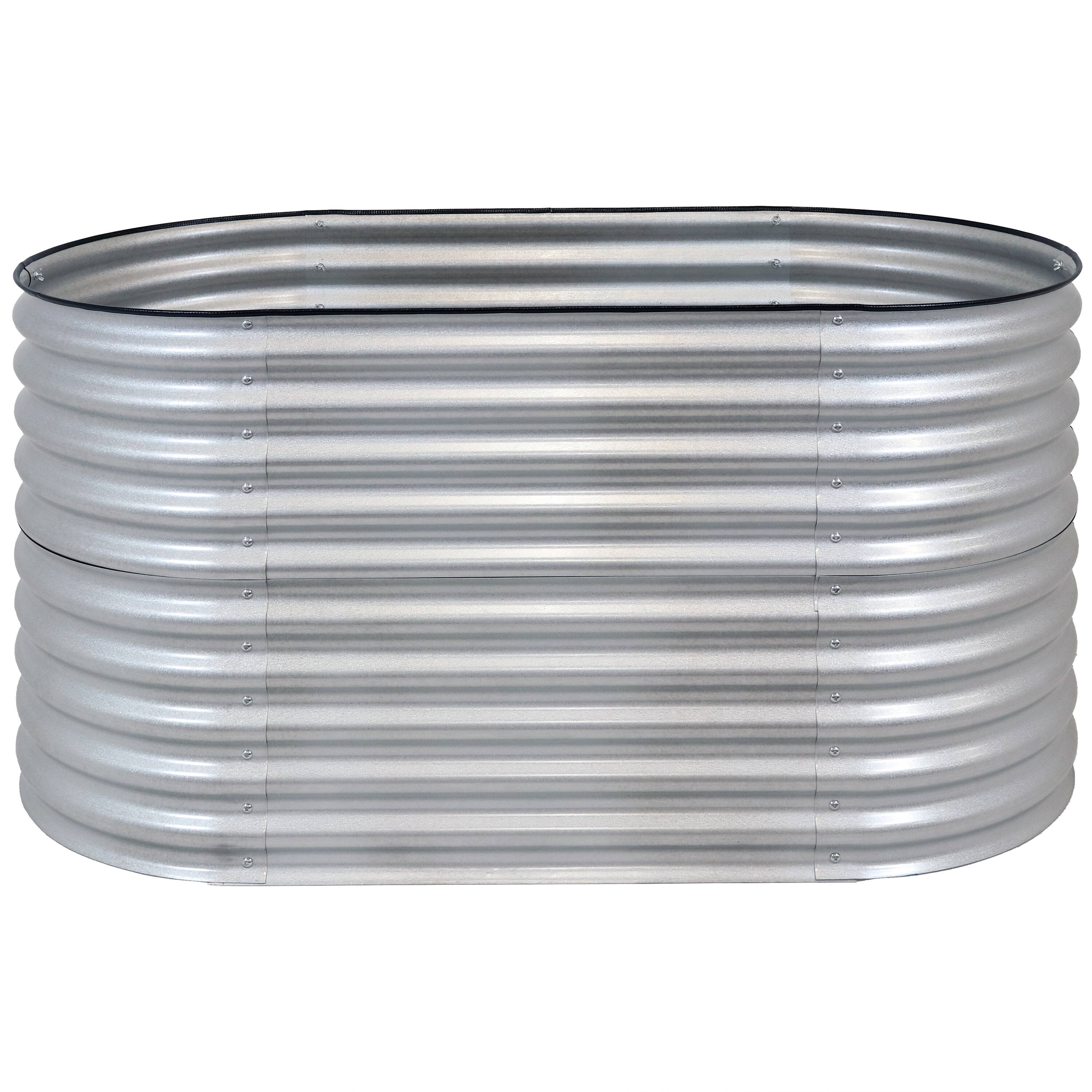 Alt View 9. Sunnydaze - Galvalume Steel Rectangle Raised Bed - 62.5 in x 32 in - Silver.
