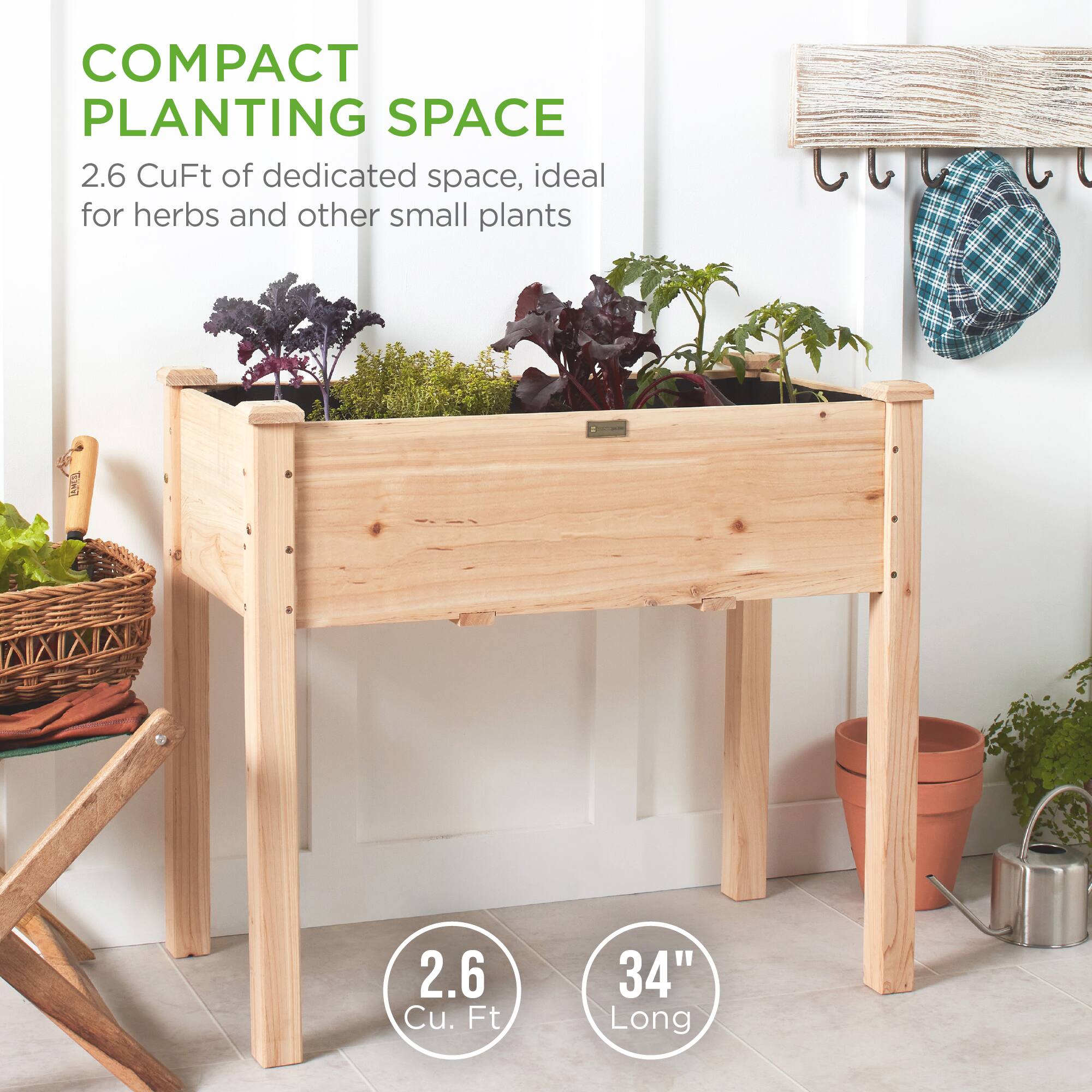 COMPACT PLANTING SPACE

2.6 CuFt of dedicated space, ideal for herbs and other small plants

2.6 Cu. Ft

34" Long