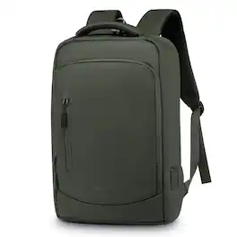Unique Bargains - Shockproof Slim 15.6" Laptop Backpack for Men, Water Resistant Business Bag, USB A/C, Anti-Theft Pocket - Green